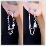 Sterling Silver Earring Star Chain Tassel Drop Earring Girl Boy Ear Jewelry