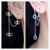 Sterling Silver Earring Star Chain Tassel Drop Earring Girl Boy Ear Jewelry