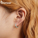 925 Silver Turquoise Half Hoop Women Earrings Bohemian Style Dainty Party Gift