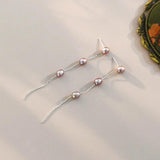 Freshwater Pearl 925 Silver Tassel Earrings Women's Jewelry Gift