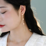 Freshwater Pearl 925 Silver Tassel Earrings Women's Jewelry Gift