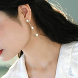 Freshwater Pearl 925 Silver Tassel Earrings Women's Jewelry Gift