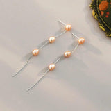 Freshwater Pearl 925 Silver Tassel Earrings Women's Jewelry Gift