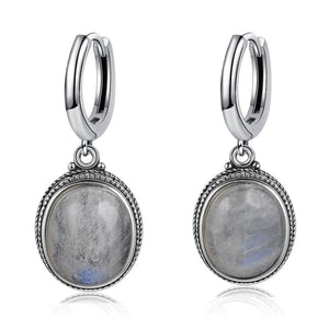 925 Silver Moonstone Hoop Earrings Turquoise Labradorite Ear Jewelry