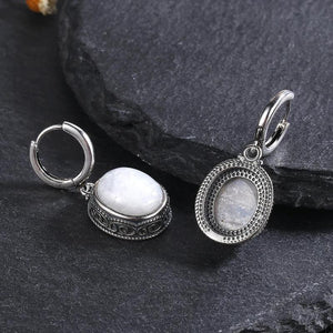 925 Silver Moonstone Hoop Earrings Turquoise Labradorite Ear Jewelry