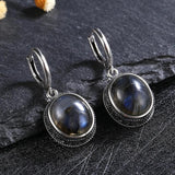 925 Silver Moonstone Hoop Earrings Turquoise Labradorite Ear Jewelry