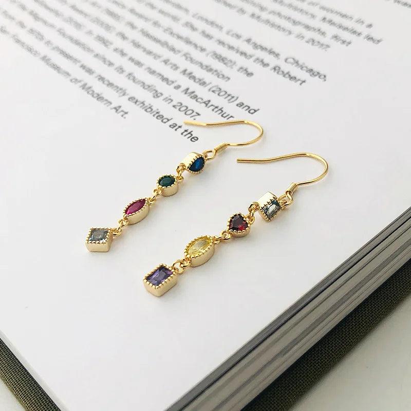 925 Silver Crystal Tassel Earrings Women Wedding Jewelry