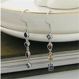 925 Silver Crystal Tassel Earrings Women Wedding Jewelry