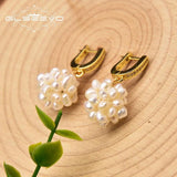 Freshwater Pearl Earrings Flower Ball Zircon Wedding Jewelry GE1048
