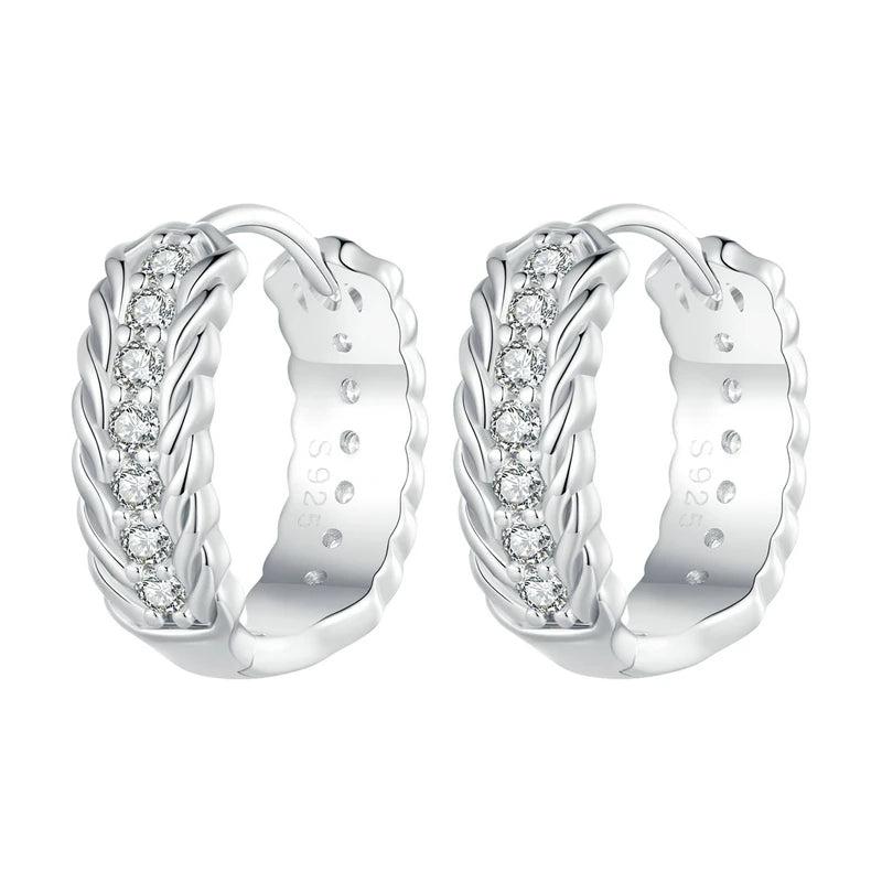 925 Silver Twisted Ear Buckles Vintage Hoop Earrings Wedding Jewelry