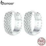 925 Silver Twisted Ear Buckles Vintage Hoop Earrings Wedding Jewelry