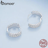 925 Silver Twisted Ear Buckles Vintage Hoop Earrings Wedding Jewelry