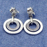 925 Silver Crystal Circle Earrings Women Wedding Europe Jewelry
