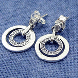 925 Silver Crystal Circle Earrings Women Wedding Europe Jewelry