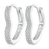 925 Sterling Heart Hoop Earrings Zircon Dangle Drop Wedding Jewelry
