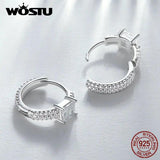 925 Sterling Heart Hoop Earrings Zircon Dangle Drop Wedding Jewelry