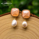 Baroque Pearl Green Glass Stud Earrings Women Bridal Wedding Gift GE0767D
