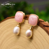 Baroque Pearl Green Glass Stud Earrings Women Bridal Wedding Gift GE0767D