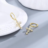 925 Silver Zircon Drop Earrings Cross For Women Ear Jewelry