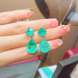 Vintage Paraiba Tourmaline Gemstone Emerald Drop Earrings for Women