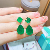 Vintage Paraiba Tourmaline Gemstone Emerald Drop Earrings for Women