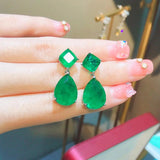 Vintage Paraiba Tourmaline Gemstone Emerald Drop Earrings for Women