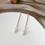 Freshwater Pearl Long Earrings 925 Sterling Silver Women's Jewelry