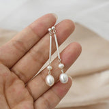 Freshwater Pearl Long Earrings 925 Sterling Silver Women's Jewelry