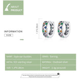 925 Silver Geometric Hoop Earrings Colorful Design Wedding Jewelry CQE1123
