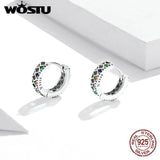 925 Silver Geometric Hoop Earrings Colorful Design Wedding Jewelry CQE1123