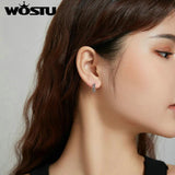 925 Silver Geometric Hoop Earrings Colorful Design Wedding Jewelry CQE1123
