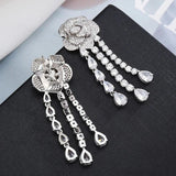 Dangle Earrings Flower Water Drop CZ Silver Earrings For women Wedding Jewelry