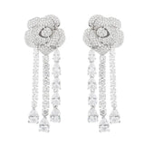 Dangle Earrings Flower Water Drop CZ Silver Earrings For women Wedding Jewelry