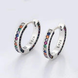 TrustDavis 925 Silver Zircon Hoop Earrings Wedding Party Fine S925 Jewelry