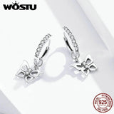 925 Silver Butterfly Hoop Earrings Zircon Wedding Jewelry FIE833