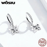 925 Silver Butterfly Hoop Earrings Zircon Wedding Jewelry FIE833