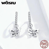 925 Silver Butterfly Hoop Earrings Zircon Wedding Jewelry FIE833