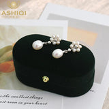 Freshwater Pearl Flowers Earrings 925 Sterling Silver Jewelry for Women