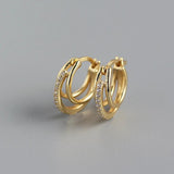 925 Silver Zircon Hoop Earrings Geometric Party Ins Jewelry Gift