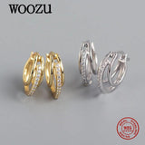 925 Silver Zircon Hoop Earrings Geometric Party Ins Jewelry Gift
