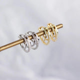 925 Silver Zircon Hoop Earrings Geometric Party Ins Jewelry Gift