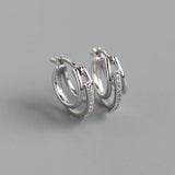 925 Silver Zircon Hoop Earrings Geometric Party Ins Jewelry Gift