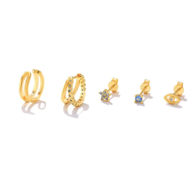 18k Plated Earrings Set 925 Sterling Silver For Women Party Pendientes