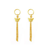 18K AU750 Drop Earrings Plum Butterfly Tassel Earrings Fine Jewelry