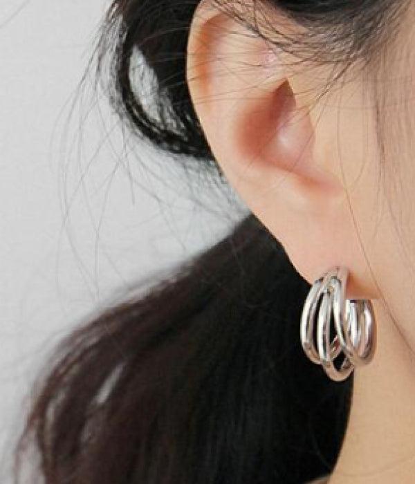 SHANICE S925 Silver Hoop Earrings Geometric Circle Women's Jewelry