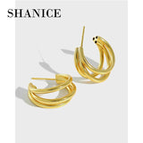 SHANICE S925 Silver Hoop Earrings Geometric Circle Women's Jewelry