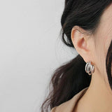 SHANICE S925 Silver Hoop Earrings Geometric Circle Women's Jewelry