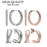 S925 Silver Rose Heart Water Drop Earrings Women's Jewelry