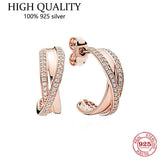 S925 Silver Rose Heart Water Drop Earrings Women's Jewelry