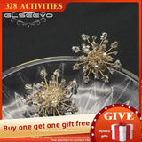 Gray Snowflake Crystal Chain Stud Earrings Elegant Women Jewelry GE1190